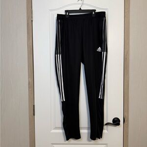 Adidas Mens Black Joggers with White Stripes